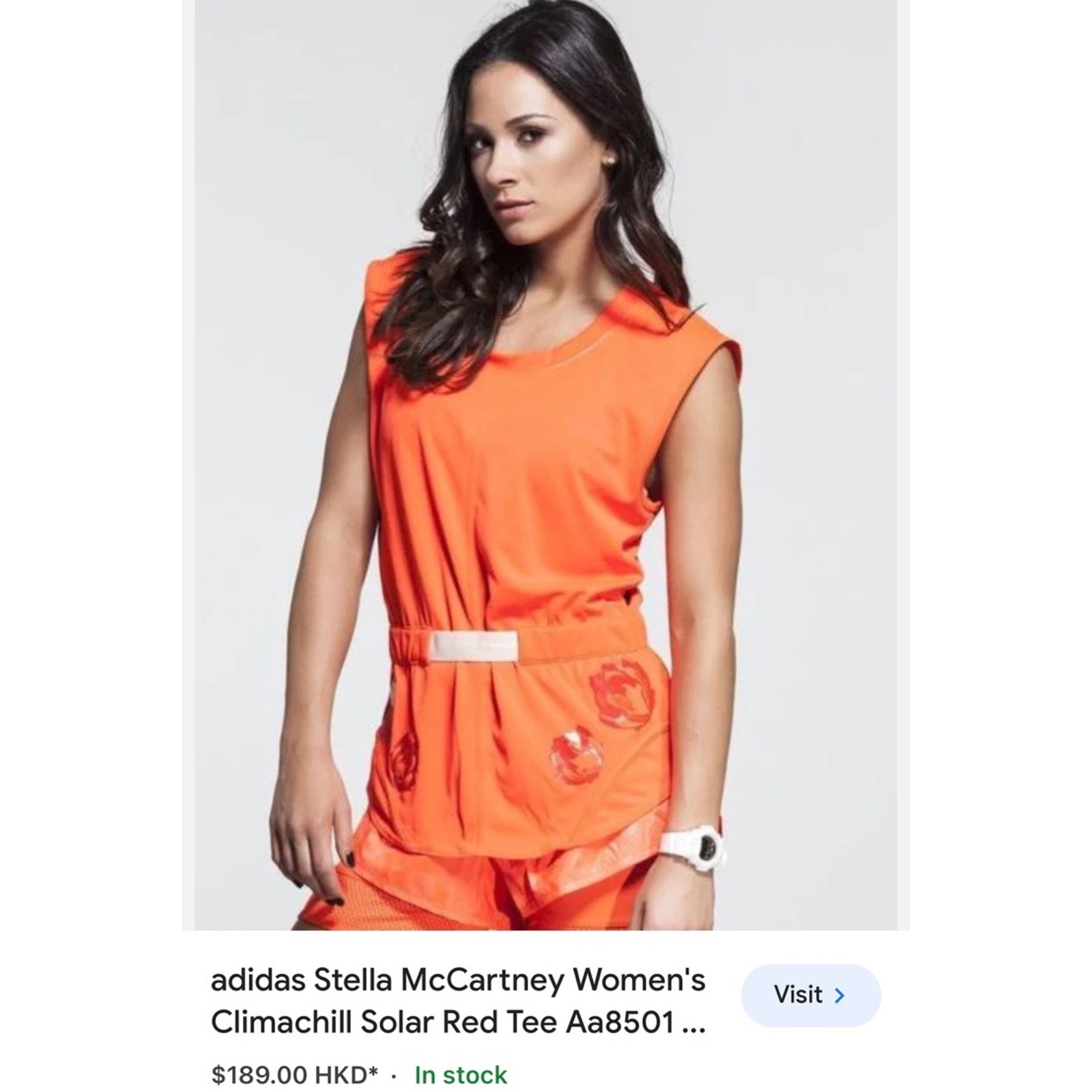 Adidas Stella Mccartney Climachill Tee Xs Nwt Solar Red Top